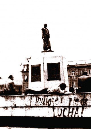 indios en pie de lucha